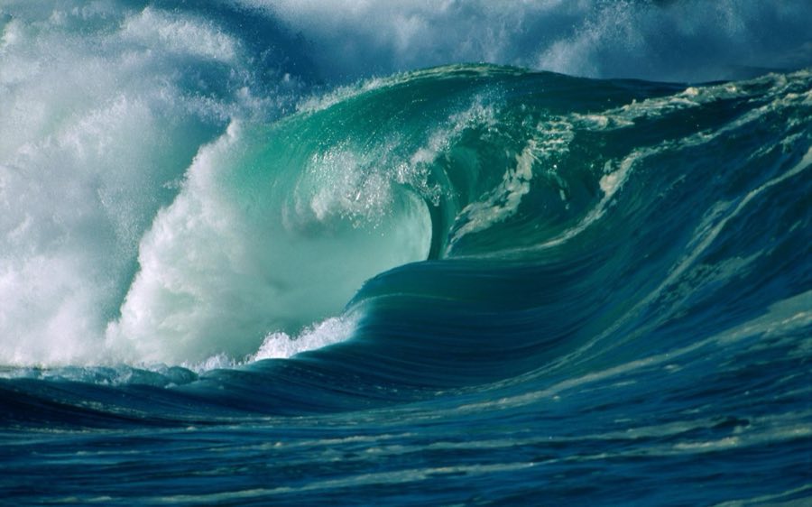 Surf breaking in Monterey Bay